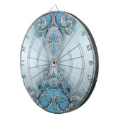 Blue Verziert Floral Dartboard Dartscheibe (Vorderseite rechts)