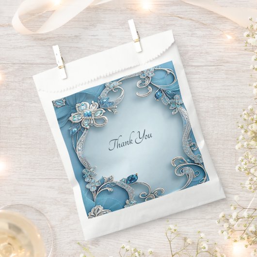 Blue Verziert Floral Favor Bag Geschenktütchen (Ausgeschnitten)
