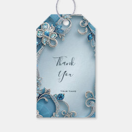 Blue Verziert Floral Gift Tag Geschenkanhänger