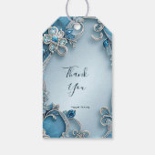 Blue Verziert Floral Gift Tag Geschenkanhänger (Rückseite)