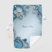 Blue Verziert Floral Golf Handtuch (Insitu)