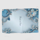 Blue Verziert Floral Golf Handtuch (Horizontal)