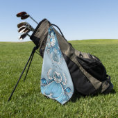 Blue Verziert Floral Golf Handtuch (Gras)
