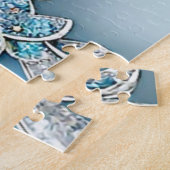 Blue Verziert Floral Jigsaw Puzzle (Seite)