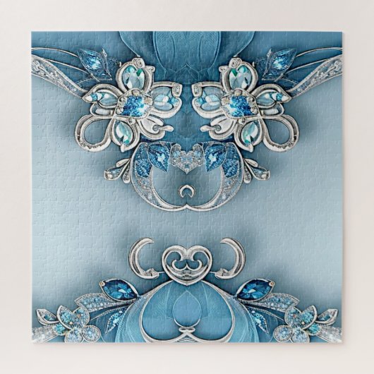 Blue Verziert Floral Jigsaw Puzzle (Vertikal)