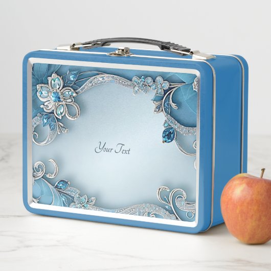 Blue Verziert Floral Lunchbox (Beispiel)