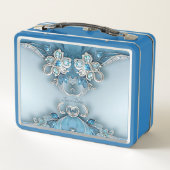 Blue Verziert Floral Lunchbox (Rückseite)