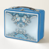 Blue Verziert Floral Lunchbox (Vorderseite)