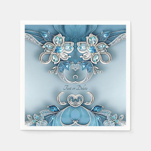 Blue Verziert Floral Napkins Serviette (Vorderseite)