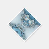 Blue Verziert Floral Napkins Serviette (Ecke)