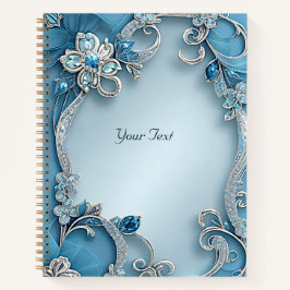 Blue Verziert Floral Notebook Notizblock