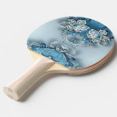 Blue Verziert Floral Ping Pong Paddle Tischtennis Schläger (Vorderseite)