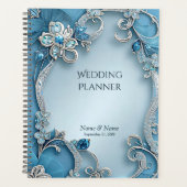 Blue Verziert Floral Planner Planer (Vorderseite)