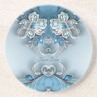 Blue Verziert Floral Sandstone Untersetzer