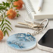 Blue Verziert Floral Schlüsselanhänger (Vorderseite rechts)