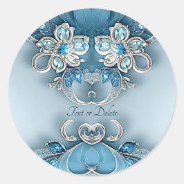 Blue Verziert Floral Sticker