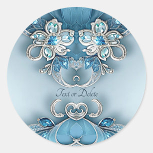 Blue Verziert Floral Sticker