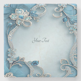 Blue Verziert Floral Stone Untersetzer