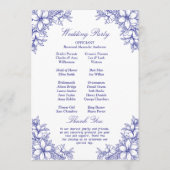 Blue Verziert Floral Wedding Programm (Rückseite)