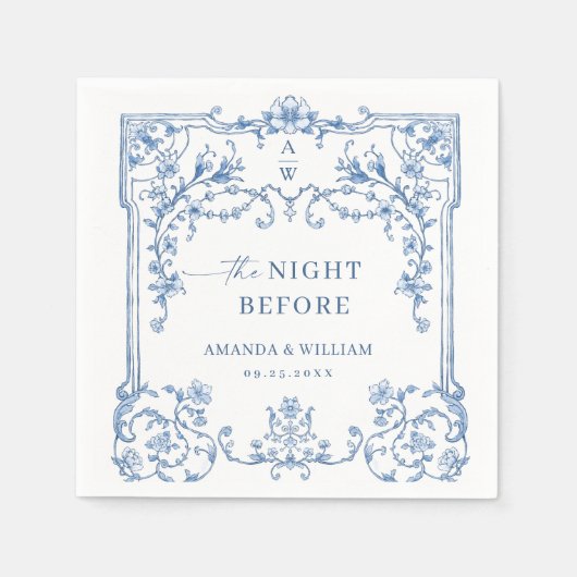 Blue Verziert Grace Viktorianisch Boho Probe Abend Serviette (Vorderseite)