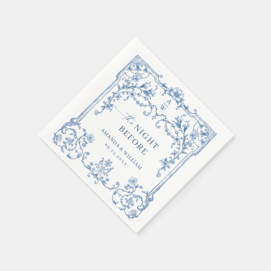 Blue Verziert Grace Viktorianisch Boho Probe Abend Serviette (Ecke)