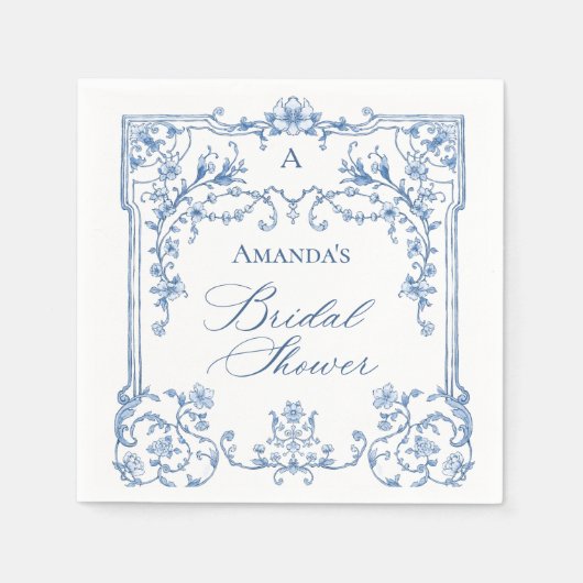 Blue Verziert Grace Viktorianisches Brautparty Serviette (Vorderseite)