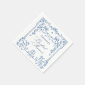 Blue Verziert Grace Viktorianisches Brautparty Serviette (Ecke)
