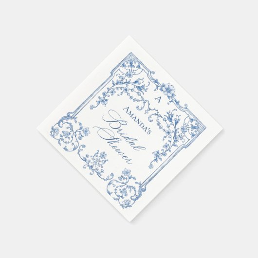 Blue Verziert Grace Viktorianisches Brautparty Serviette (Ecke)