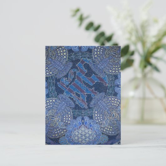Blue Verziert Mosaic Art, Deutschland Postkarte (Stehend Vorderseite)