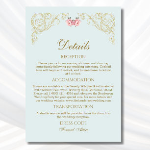 Blue Verziert Rokoko Vintage Wedding Details Begleitkarte