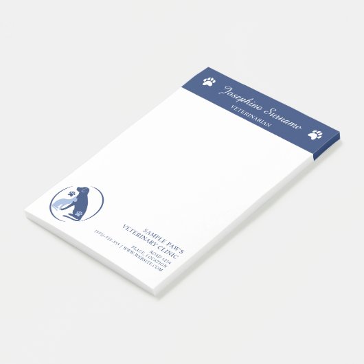 Blue Veterinarian Vet Clinic Logo und Text Post-it Klebezettel (angewinkelt)