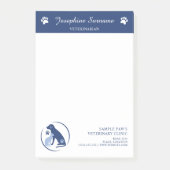 Blue Veterinarian Vet Clinic Logo und Text Post-it Klebezettel (Vorderseite)