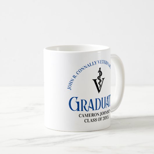 Blue Veterinary School Abschluss Custom Kaffeetasse (VorderseiteRechts)