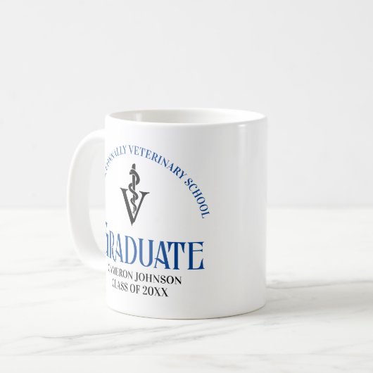 Blue Veterinary School Abschluss Custom Kaffeetasse (Vorderseite Links)