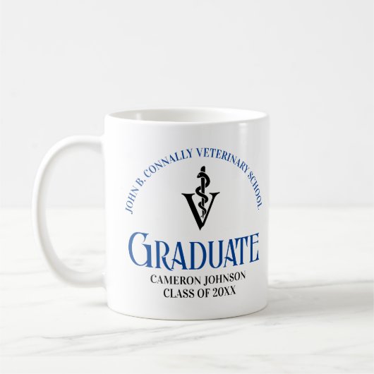Blue Veterinary School Abschluss Custom Kaffeetasse (Links)
