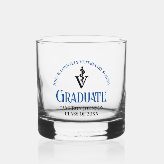 Blue Veterinary School Abschluss Custom Whiskyglas (Vorderseite)