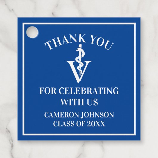 Blue Veterinary School Custom Graduation Party Geschenkanhänger (Vorderseite)