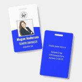 Blue Vibrant Personalisiert Employee Foto ID Abzei Ausweis (Front & Back)