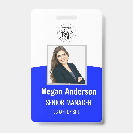 Blue Vibrant Personalisiert Employee Foto ID Abzei Ausweis (Front)