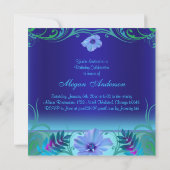 Blue Vibrany Blume 16 . Geburtstag Invite Einladung (Rückseite)