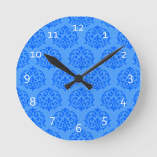 Blue Victorian Pattern Wall Clocks Runde Wanduhr