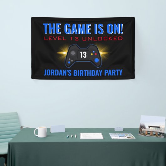 Blue Video Game Birthday Banner (Messeveranstaltung)
