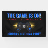 Blue Video Game Birthday Banner (Horizontal)