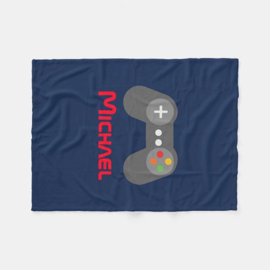 Blue Video Game Controller Fleecedecke (Vorderseite (Horizontal))