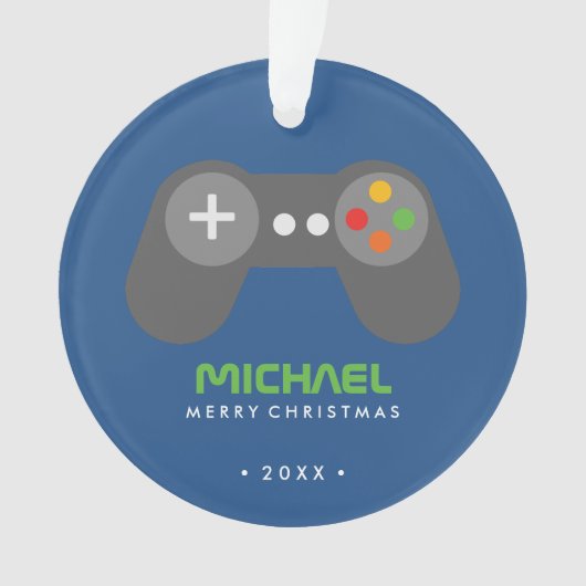 Blue Video Game Controller Kids Weihnachten Ornament (Vorderseite)