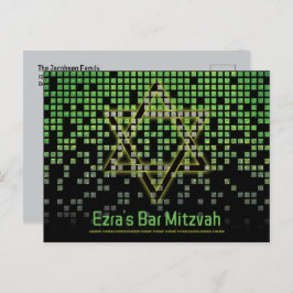 Blue Video Game Gamer Bar Mitzvah Save the Date Postkarte