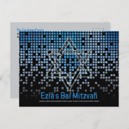 Blue Video Game Gamer Bar Mitzvah Save the Date Postkarte