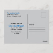 Blue Video Game Gamer Bar Mitzvah Save the Date Postkarte (Rückseite)