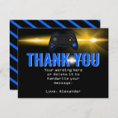 Blue Video Game Party Danke Karte (Vorne/Hinten)