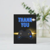 Blue Video Game Party Dankeskarte (Stehend Vorderseite)